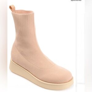 Journee Collection Women's Beige Knit Ankle Booties